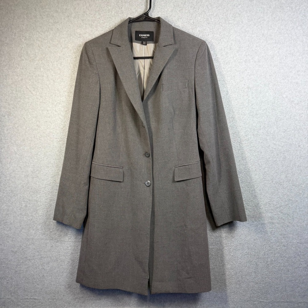 Express Stretch Blazer Dress Womens 5/6 Gray Long Sleeve Career Coat